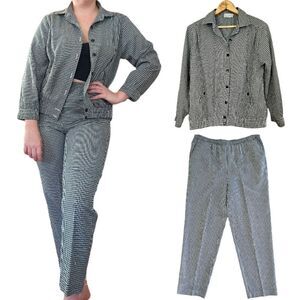 Vintage Alfred Dunner '80s Gingham Black & White Two Piece Matching Suit Set 6P